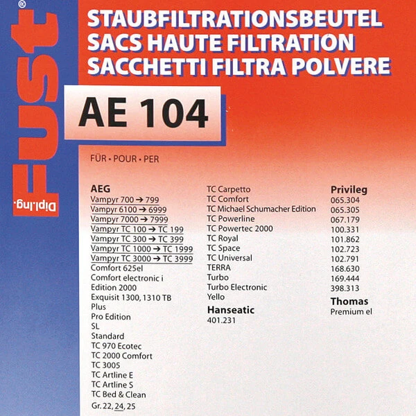 De gros ???? Fust AE 104 GR. 22/24/25 - Sac à Poussière ???? 4 De gros ???? Fust AE 104 GR. 22/24/25 - Sac à Poussière ???? – Image 2