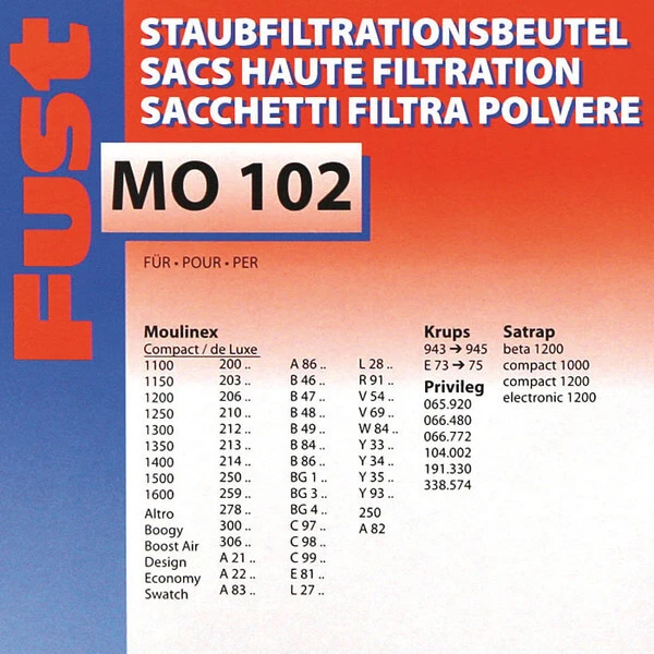 Vente flash ???? Fust MO 102 COMPACT/DELUX - Sac à Poussière ???? 4 Vente flash ???? Fust MO 102 COMPACT/DELUX - Sac à Poussière ???? – Image 2